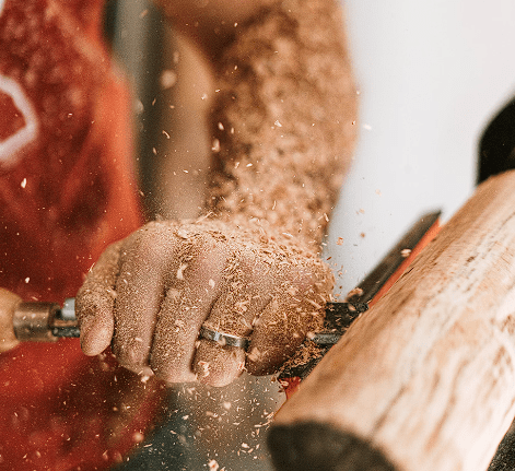 Carpenter carving wood