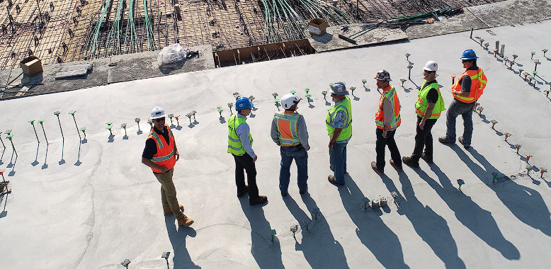 Construction workers on a construction site