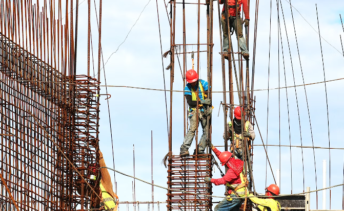 Workers on construction site