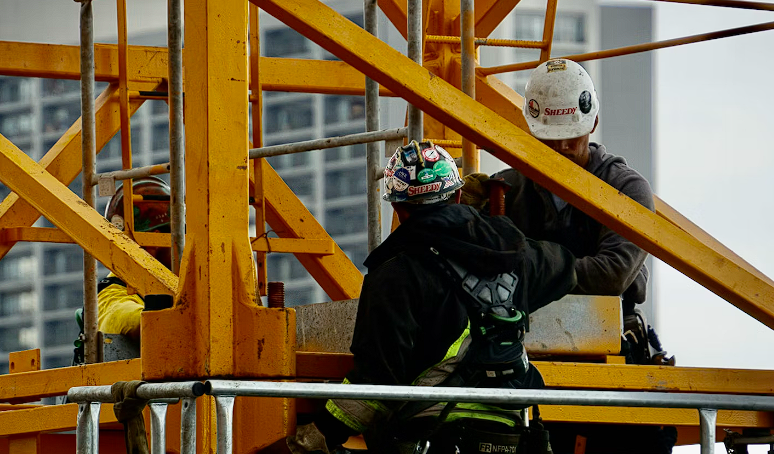 Workers on construction site