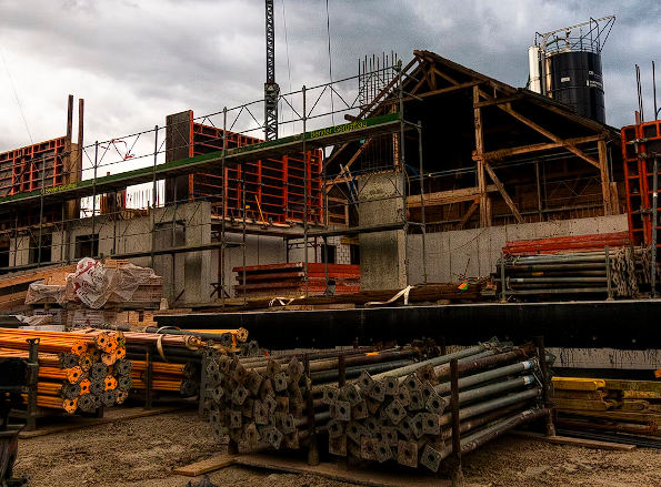 A construction site with a crane