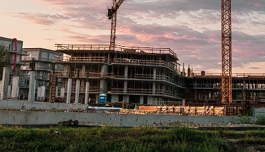 Construction site with cranes