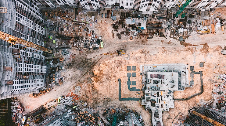 Construction site from bird view