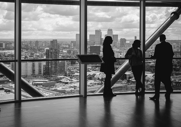 People inside city building