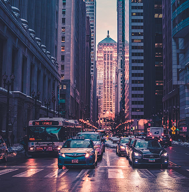 Cars at city streets