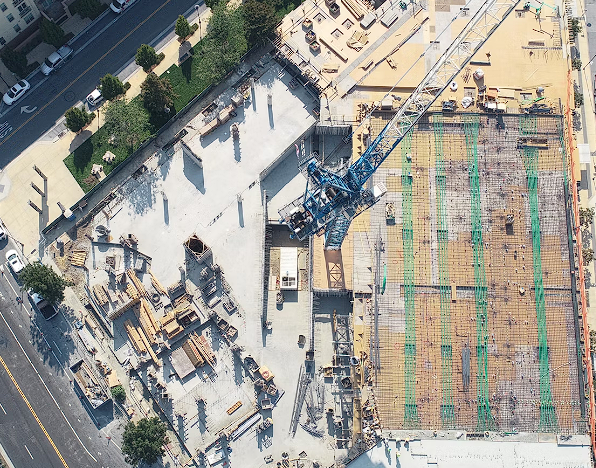 Construction site from bird view