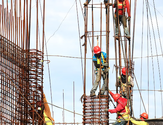 Construction workers on construction site